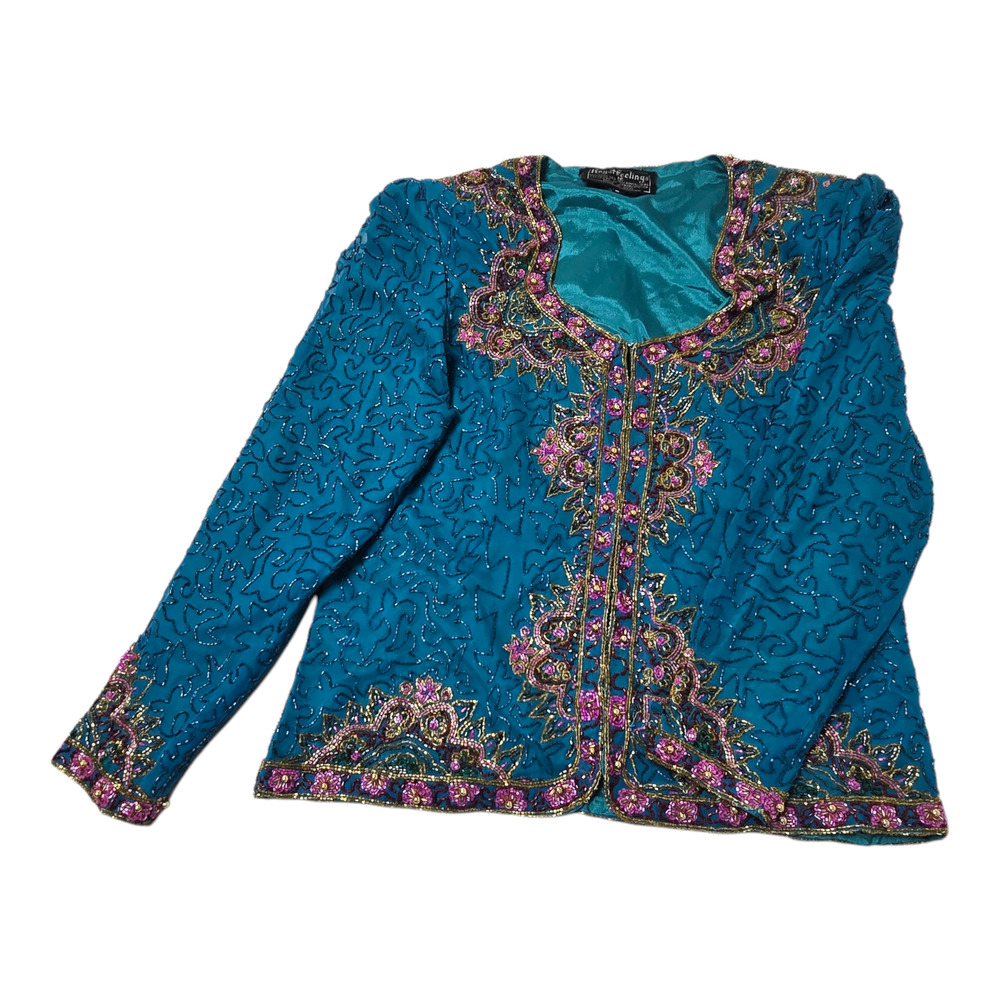 Royal Feelings Sequin Vintage Jacket Small 100% Silk